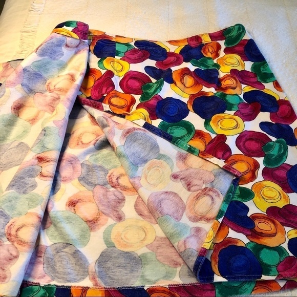 Vintage 90s Skirt Multicolor Hat Print Wrap with Tie Evan Picone Y2K size Large - Picture 13 of 16